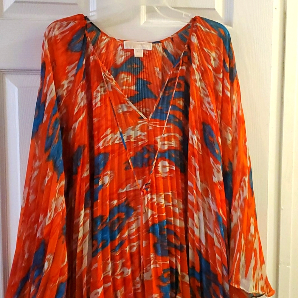 Michael Kors pleated abstract print blouse